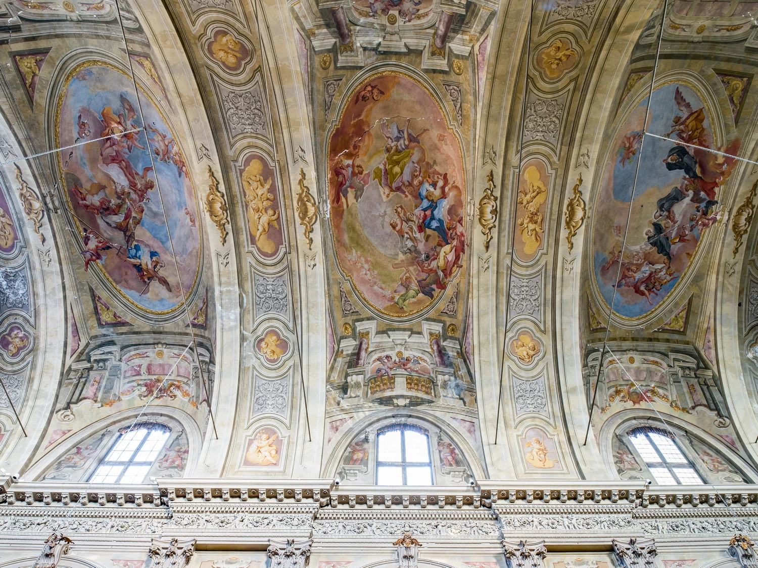 89-Sante Cattaneo-Chiesa di Sant'Afra interno volte Brescia  